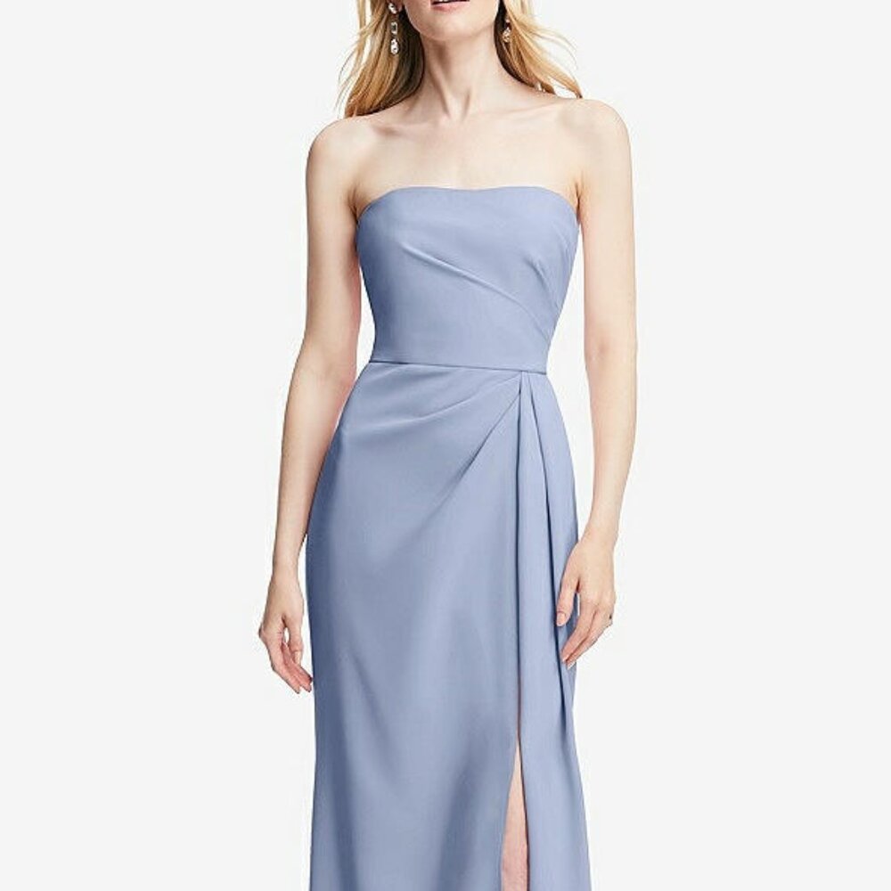 After Six 6873...Strapless Pleated Faux Wrap Trumpet Gown...Sky Blue...Sz 16